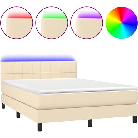 Maison Exclusive - Boxspringbett mit Matratze & LED Creme 140x200 (1/5)