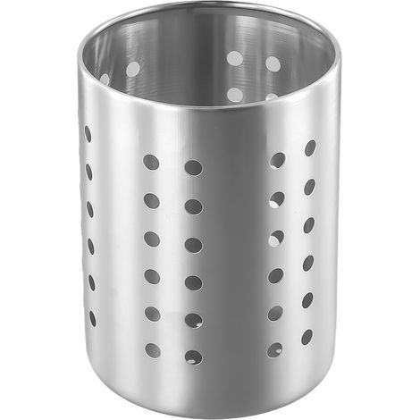 Boîte de rangement en acier inoxydable avec plusieurs trous de vidange, baguettes, repose-cuillère, ustensiles de cuisine, boîte de rangement de couverts (1/5)