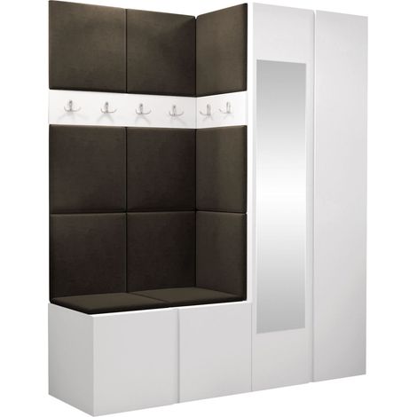 Conjunto para recibidor Pinis X, Manila 04, 186x158x46cm, Espejo, Tapiz, Aglomerado laminado, Colocada, Montada en la pared