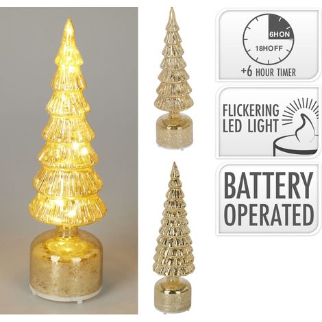 Albero di Natale a LED modello assortito, altezza 36 cm, colore oro