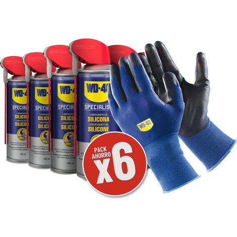 Pack de 6 Unidades de Specialist Lubricante de Silicona de 400ml + Paño Original de WD-40 de regalo