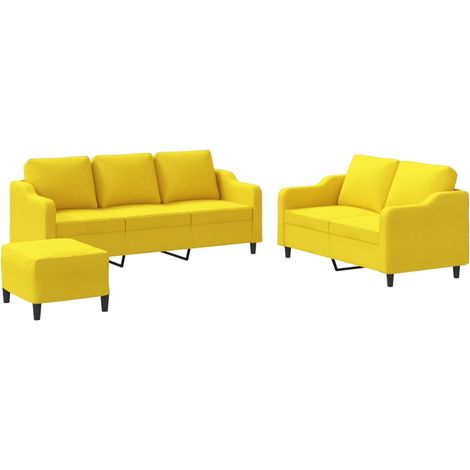 Maison Exclusive - Set di Divani 3 pz con Cuscini Giallo Chiaro in Tessuto (1/5)