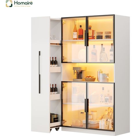 Bibliothèque MDF blanc avec rangement et couchage coulissant 110 x 35 x 160 cm HOMAIRE (1/5)