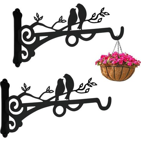 2 Stück Winkelhaken zum Aufhängen von Pflanzen, Wandmontage, Blumentopfstütze, Eisenhaken, geeignet für Hängekörbe, Windspiele, Vogelhäuser, Gartendekorationen und vieles mehr (1/4)