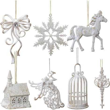 Décorations de sapin de Noël, ornements élégants à suspendre beaux flocons de neige à suspendre, pendentifs décoratifs d'ange de Noël pour décoration de vacances d'hiver, parfaits pour l (1/5)