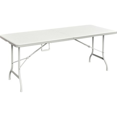 Tavolo pieghevole rettangolare 180x75xH72 cm Camping Polyrattan Levante -  White