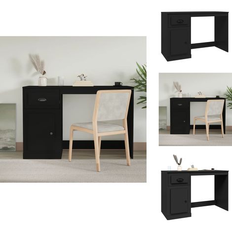 Schreibtisch mit Schublade Schwarz 115x50x75 cm Holzwerkstoff - Schwarzer Schreibtisch - Schreibtisch Schwarz - Moderner Schreibtisch - Holzwerkstoff Schreibtisch - Schreibtisch Mit Schublade (1/5)