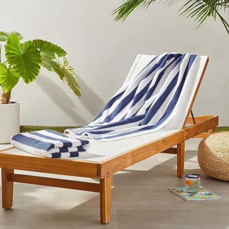 Serviette de plage, piscine, sport et spa, 76 x 152 cm, bleu marine, lot de 1 (1/5)
