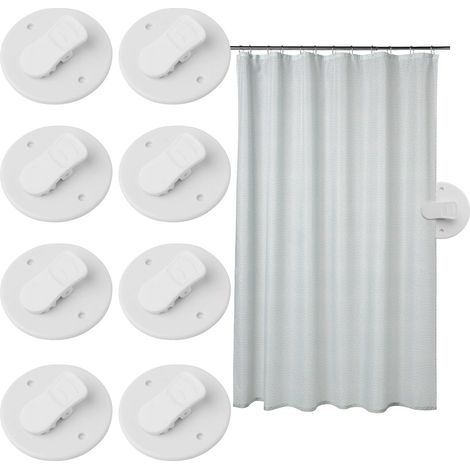 Set mit 8 Duschvorhangklemmen – Selbstklebende Duschvorhangclips – Duschvorhanghalter – Duschvorhangclips – Schutz für Duschvorhangclips – Badezimmerclips für Badewannenvorhänge – Windschutzclips (1/5)