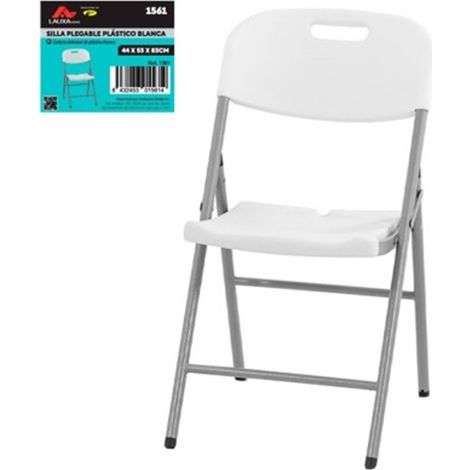 Silla Plegable Plastica Blanca Lauxa Home 44x53x83cm