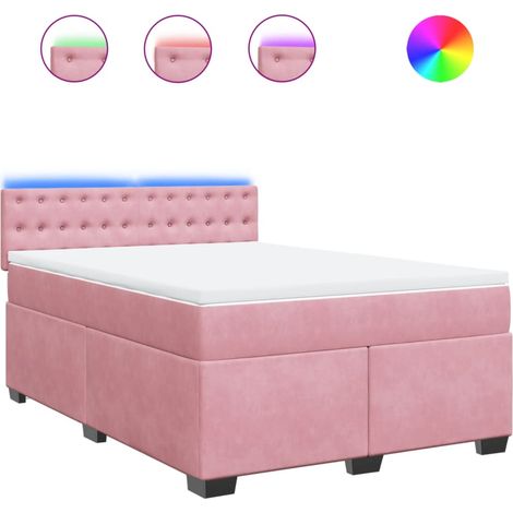 Maison Exclusive - Sommier à lattes de lit avec matelas Rose 160x200 cm Velours (1/5)