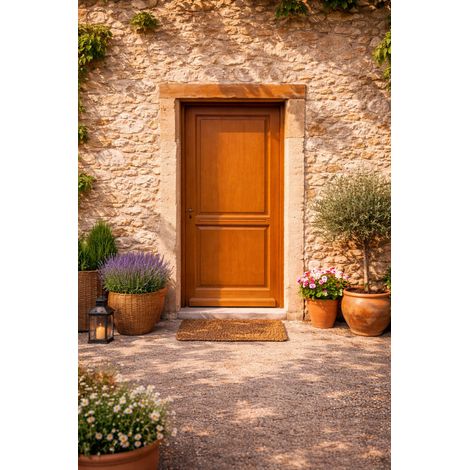 Porta d'ingresso in Legno Massello, Eyden, H.215xl.90 p. destra + Maniglia E Canna (ref010723NO) Dimensioni Tavolo