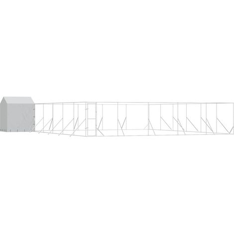 Maison Exclusive - Outdoor-Hundezwinger mit Dach Silbern 12x12x2,