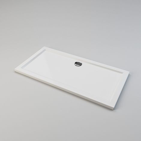 ELEGANT 1400 x 700 x 40 mm Shower Tray Slimline Square Shower Enclosure Base Gloss White with Waste Trap