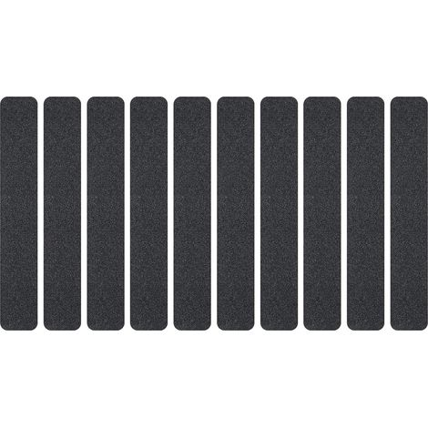 Lot de 10 bandes adhésives antidérapantes prédécoupées pour marches d'escalier, escaliers, échelles, rampes, échafaudages, 30 cm x 5 cm, noir (1/5)
