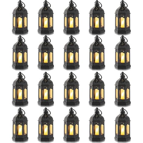 Lot de 20 Lanterne LED, Design hexagonal, Verre transparent, Plastique ABS, Intérieur Extérieur