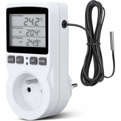 Prise Thermostat, Prise Minuteur Digital, Prise Programmable Digitale avec Sonde, Minuterie Numérique Programmable, Prise Thermostat chauffage pour Serre, Aquarium (1/5)