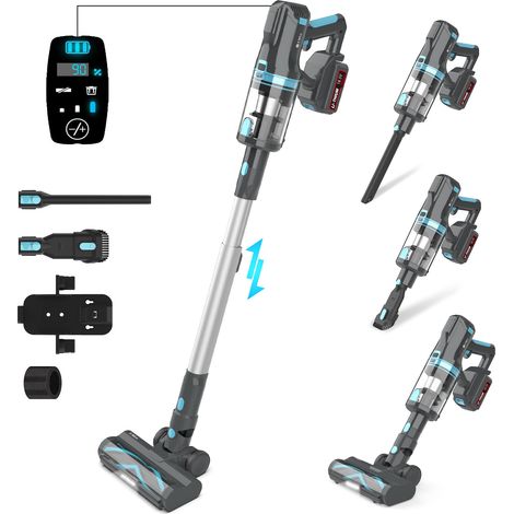 Scopa elettrica senza fili 2 in 1, motore brushless 300W, filtro HEPA, ABS+PC blu grigio (1/5)