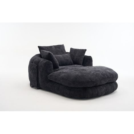 Poltrona chaise longue XXL in ciniglia nera HOMVRA (1/5)