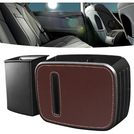 Sac poubelle de voiture amovible brun - Boîte de rangement pour déchets à accrocher au dos des sièges auto (1/5)