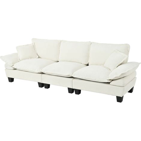 Gerades 3-Sitzer Sofa aus Chenille mit Geschwungenen Armlehnen, Gepolstertem Rücken, Beige 263 × 82 × 90 cm (1/5)