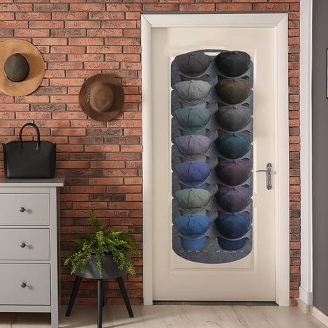 Casquette mural porte-chapeau en feutre, organisateur visible pour casquettes de baseball, fixation porte ou mur (1/5)