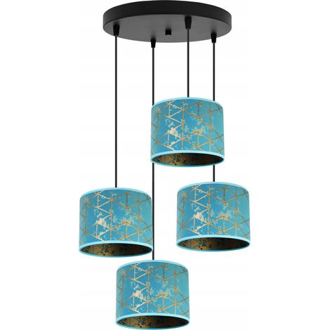 Suspension, lustre, plafonnier, abat-jour à motifs dorés (1/5)