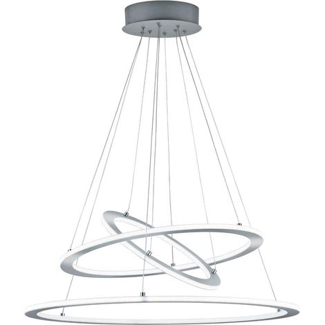 DURBAN SOSPENSIONE LED 75W  8900lm, 3000KTRIPLO ANELLO ACCIAIO SATINATO INTENSITA' REGOLABILE A SCATTO D. 80CM (1/3)