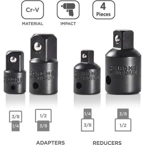 Adaptateurs Réducteurs/Élargisseurs pour Douilles 1/4" 3/8" 1/2" Universels (1/4)