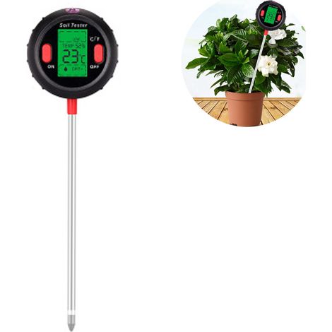 Testeur de pH du sol 5 en 1, moniteur d'humidité du sol, écran LCD, testeur de pH, outil de test de température et d'intensité lumineuse pour les plantes, thermomètre d'éclairage (1/4)