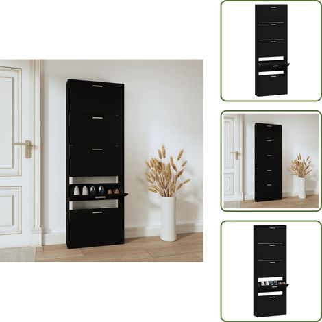 Mueble de madera contrachapada - vidaXL Mueble zapatero madera contrachapada negro 59x17x169 cm - Armario de madera