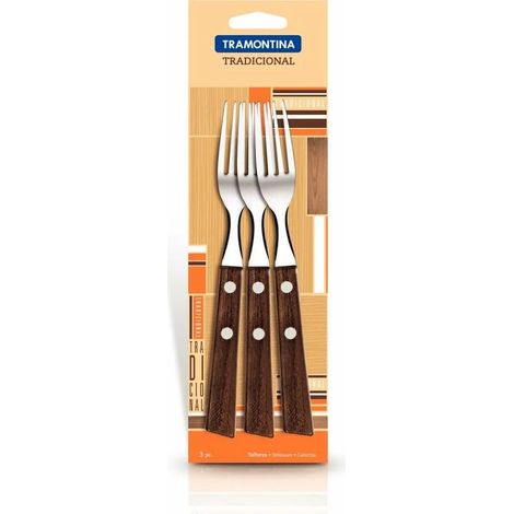 SET 3 FORCHETTE CON MANICO IN LEGNO NATURALE - TRADICIONAL