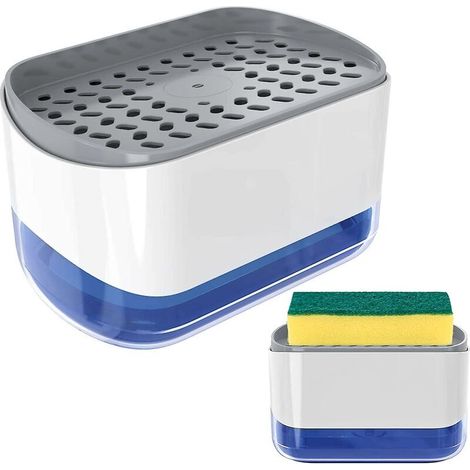 royaluxe -Distributeur de savon liquide 2 en 1 avec porte-éponge, savon à vaisselle (1/3)