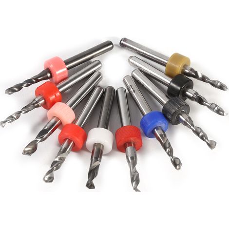 10 mini-forets en carbure pour circuits imprimés (CNC) 2,1 mm–3,0 mm (1/5)