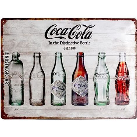 Nostalgic-Art Targa Vintage Cola – Bottle Timeline – Idea Regalo per Amanti della Coca, in Metallo, Design Retro per Decorazione, 30 x 40 cm (1/2)