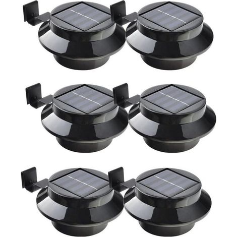 Set mit 6 schwarzen Solar-LED-Strahlern – für Dachrinne, Zaun, Dach, Garten, Hof, Wand (1/4)