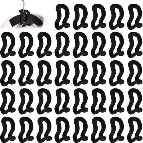 Mini Cintre Crochet, pour Cintre Flocage Antidérapants Cintre Crochet Cintres en Cascade Placard pour Armoire, Salle de Bains, Chambre à Coucher, Cuisine—Noir 40 Pièces - DKSFJKL (1/5)