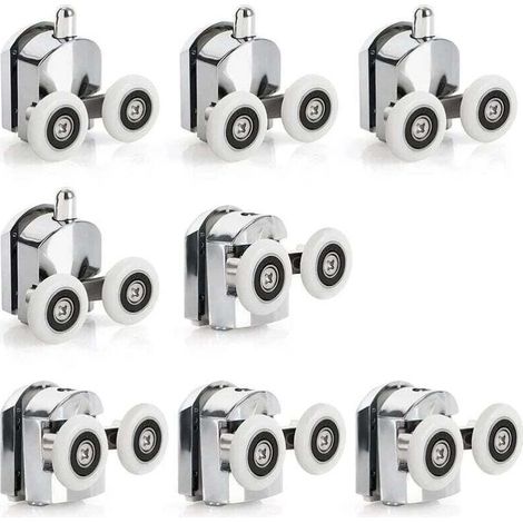 8 pcs Porte de Douche Coulissante Roulette Porte Coulissante Douche en Alliage de Zinc 23 mm de Diamètre Roues Jumelées de Rechange pour Salle de Bain (1/4)