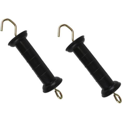 Lot de 2 poignées de portail de clôture électriques sûres avec ressort - Fournitures de jardin stables (noir) (1/5)
