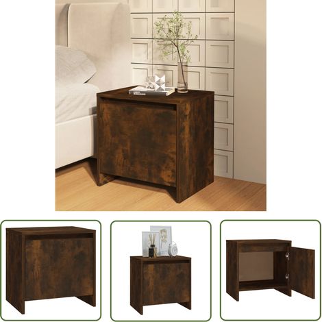 The Living Store Nachttisch Räuchereiche 45x34x44,5 cm Holzwerkstoff - Nachttisch - Beistelltisch - Wohnzimmer Dekoration - Holzmöbel - Massivholzmöbel (1/5)