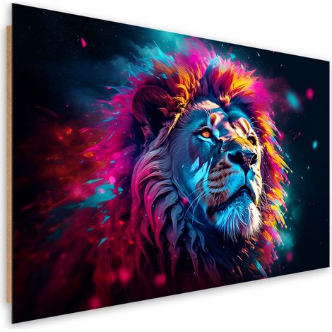 Deco panel print, Neon Lion Animal Africa - 60x40 (1/5)