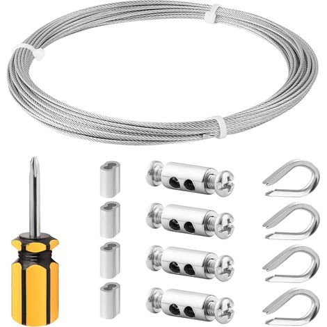 Cable de alambre, kit de cables, adecuado para colgar luces, plantas, plantas trepadoras, tendederos, 10 metros (1/5)