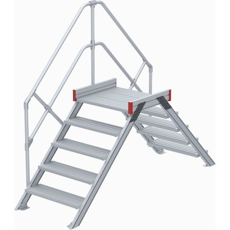 Euroline 512 Überstieg 45° 600mm Stufenbreite 2x5 Stufen Alu gerieft