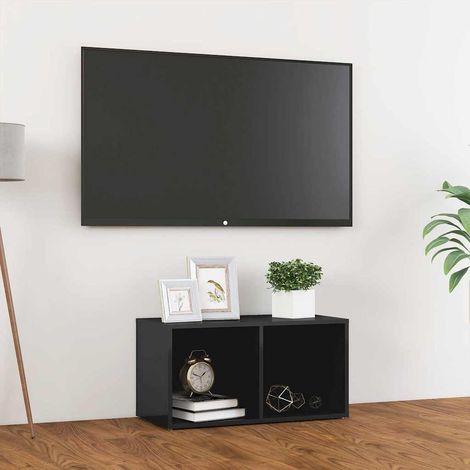 805533 vidaXL TV Cabinet High Gloss Grey 72x35x36,5 cm Engineered Wood (1/5)