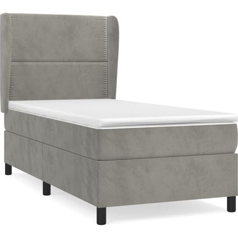 Maison Exclusive - Cama box spring con colchón terciopelo gris cl (1/5)