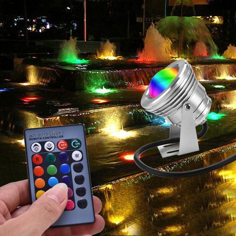 Projecteur LED RGB étanche 12 V 10 W pour aquarium, piscine, jardin, éclairage sous-marin, argent (1/5)