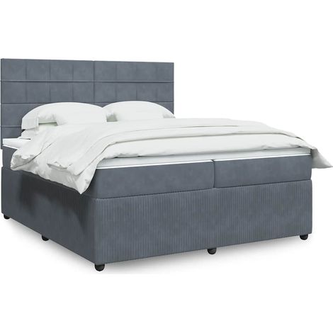 Boxspringbett mit Matratze Dunkelgrau 200x200 cm Samt (1/5)