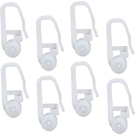 100 Pieces Universal Curtain Hooks with Roller and Ball, Hanging Accessories for Bed Curtains and Sliding Curtains, White (1/5)