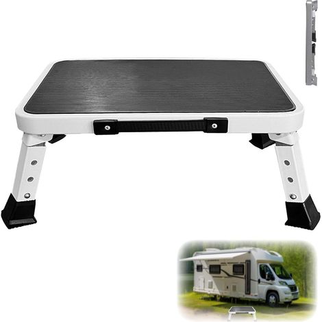 Escabeau pliable et réglable pour camping-car, escabeau stable en métal robuste avec plate-forme antidérapante, supporte jusqu'à 500 lb avec pieds en caoutchouc antidérapants (1/5)