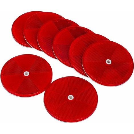 Catadioptre Rond - 80 Mm - Rouge - Réfléchissant - Pour Remorque Caravane Vélo Engin Extérieur - Lot De 8 (1/5)